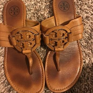 Tory Burch Amanda Leather Sandal, Royal Tan (8.5)